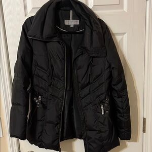 Marc New York Black Puffer Jacket with Quilted Design and Stand-Up Collar